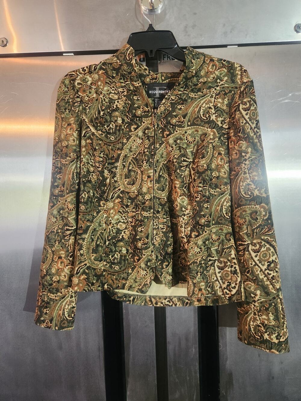 Requirements Paisley Print Zip Front Jacket Blazer Womens Size S